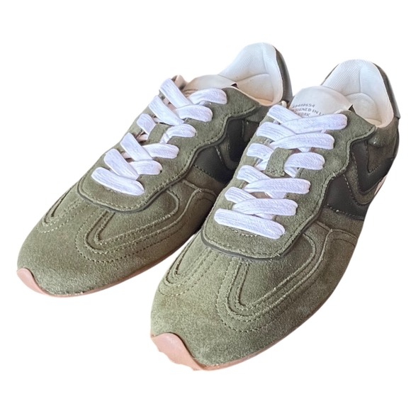 Steve Madden Abbi Womens Sneakers Olive Multi Green Suede Retro Jogger 8.5 NEW - Picture 3 of 16